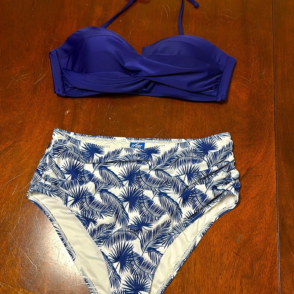 Stylish Blue and White Bikini Set